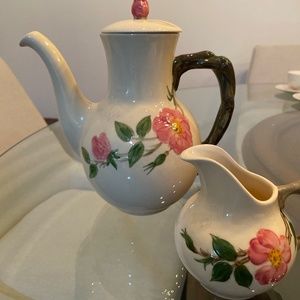 Francisian earthenware 9” teapot and creamer